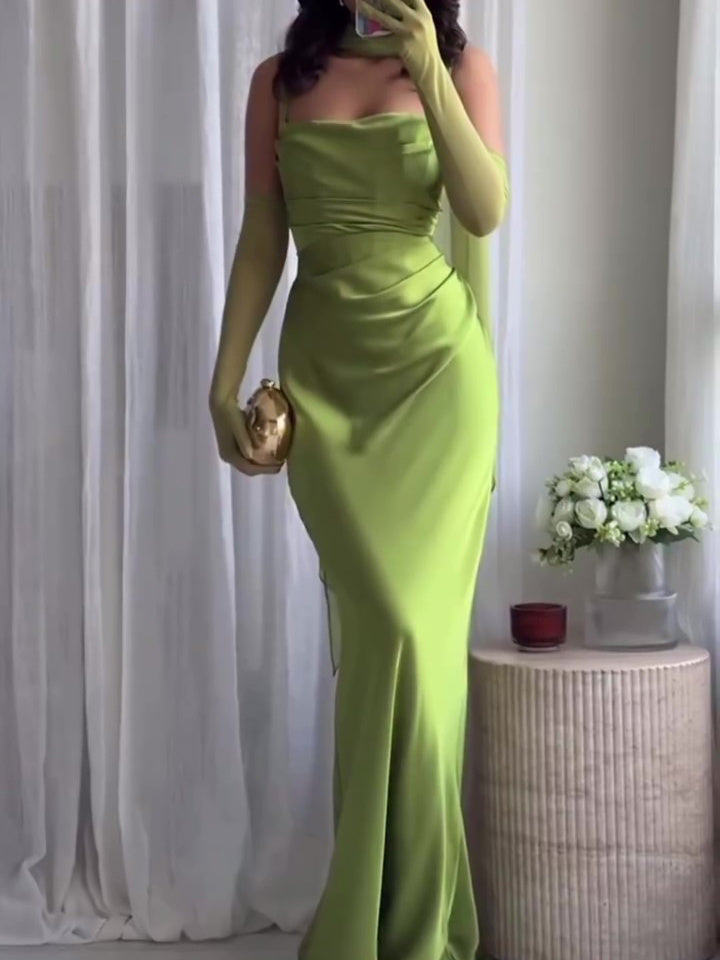 Flowy Pleated Maxi Dress with Straps