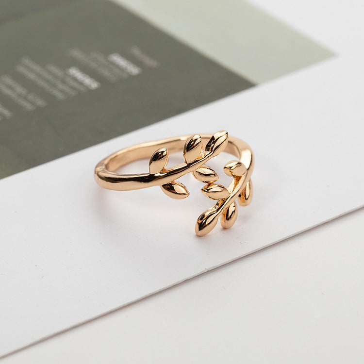 Elegant Leaf Adjustable Ring Set