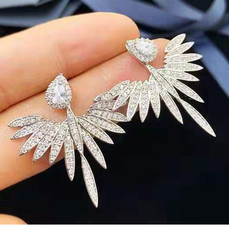 Zircon Angel Wings Stud Earrings