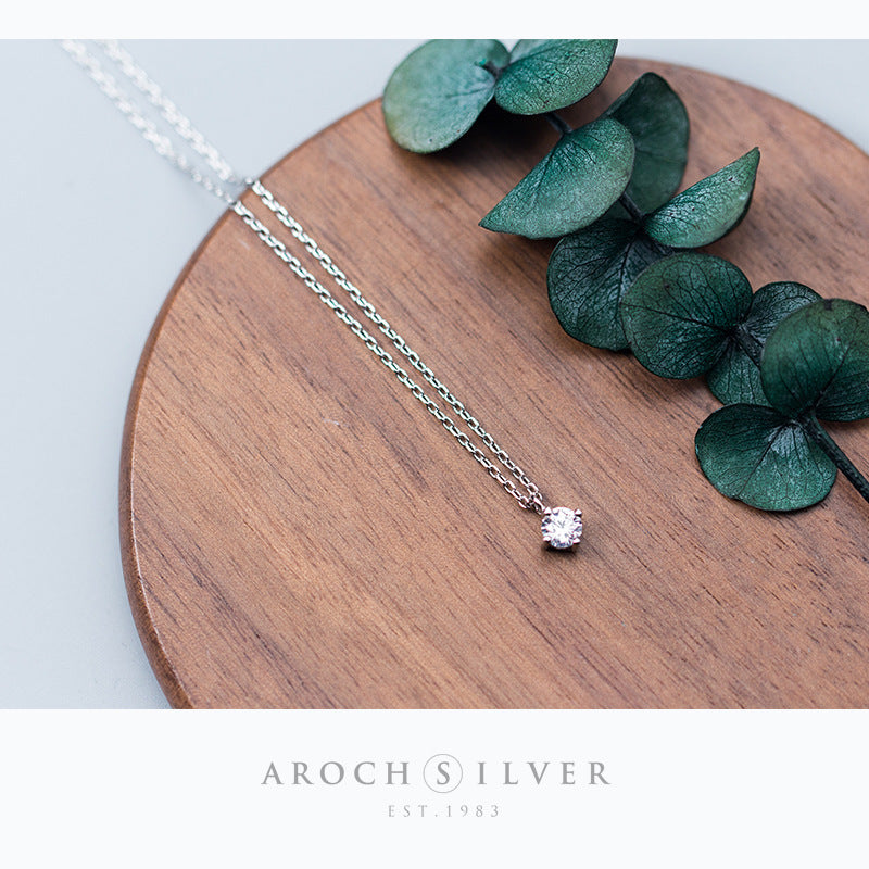 Elegant Solitaire Crystal Pendant Necklace