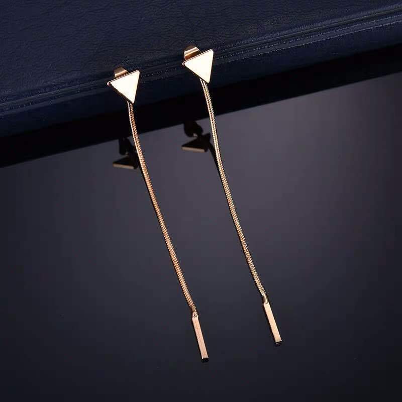 Geometric Tassel Triangle Drop Earrings