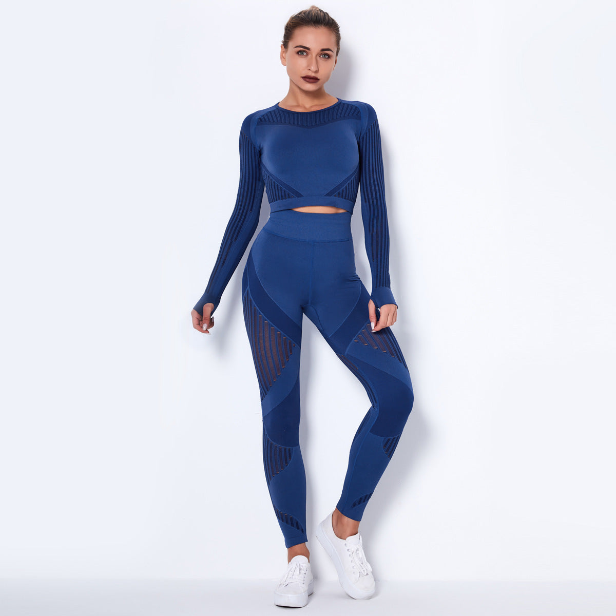 Women’s Seamless Knitted Long-Sleeve Yoga Outfit