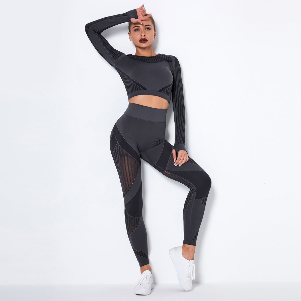 Women’s Seamless Knitted Long-Sleeve Yoga Outfit