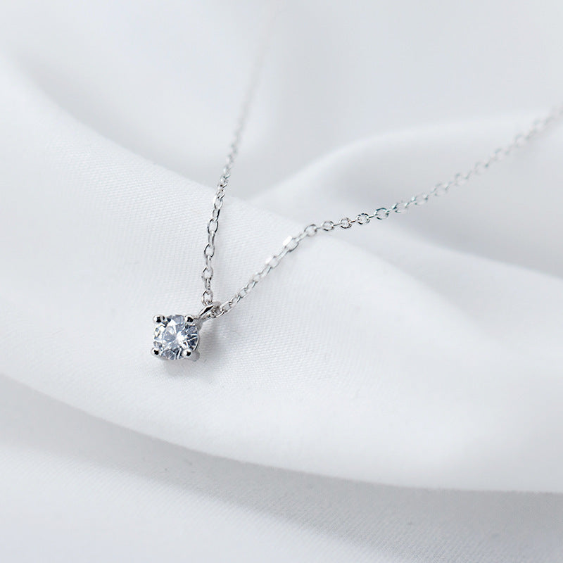 Elegant Solitaire Crystal Pendant Necklace