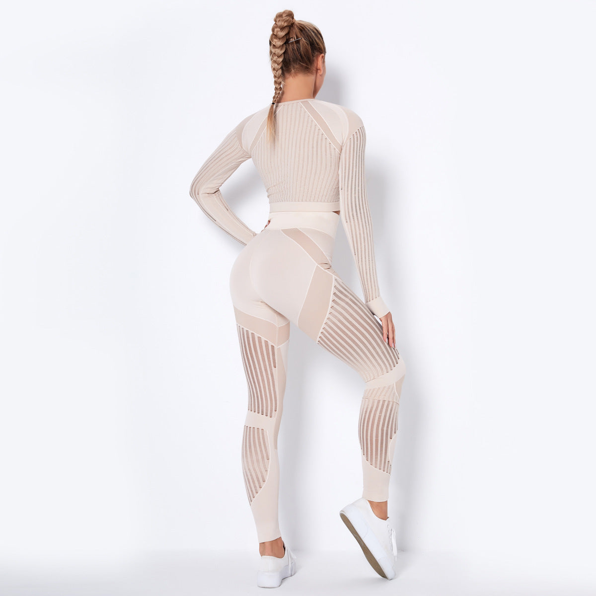 Women’s Seamless Knitted Long-Sleeve Yoga Outfit