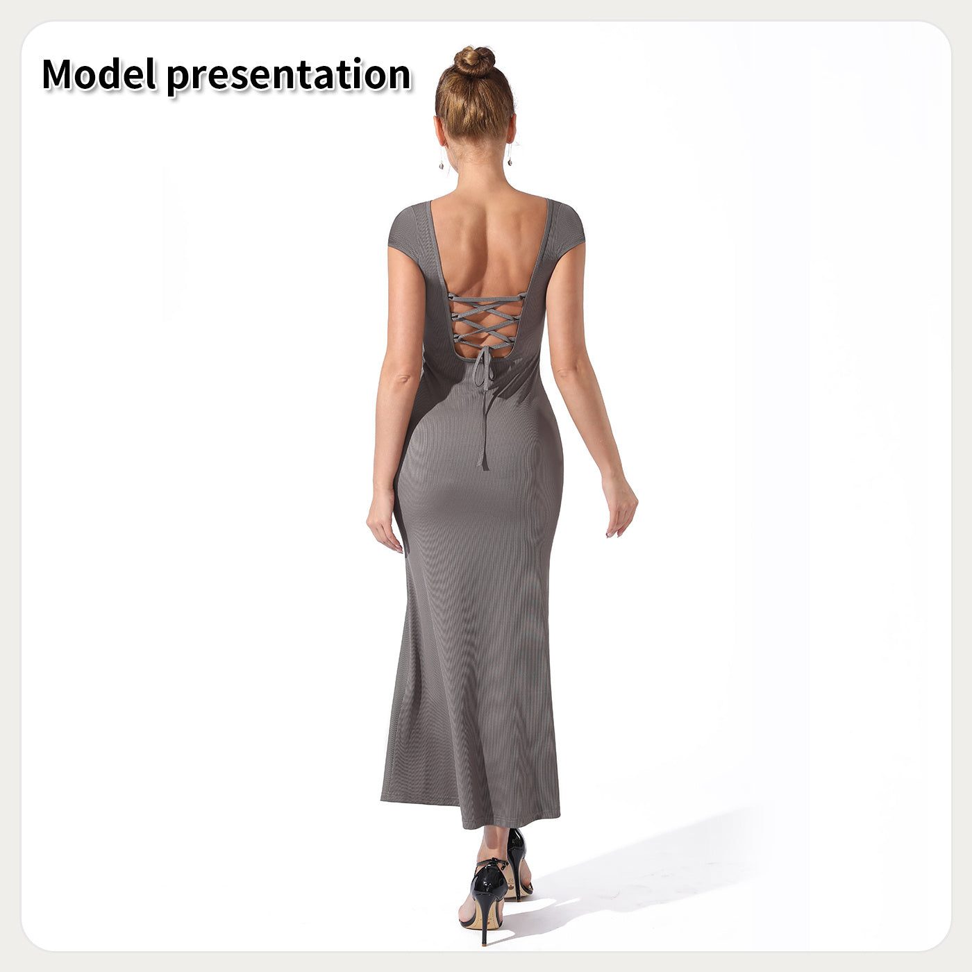 Elegant Slim Fit Ankle-Length Evening Dress – Black Halter Style
