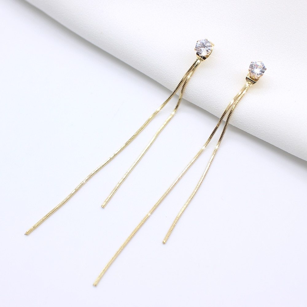 Elegant Crystal Long Tassel Earrings