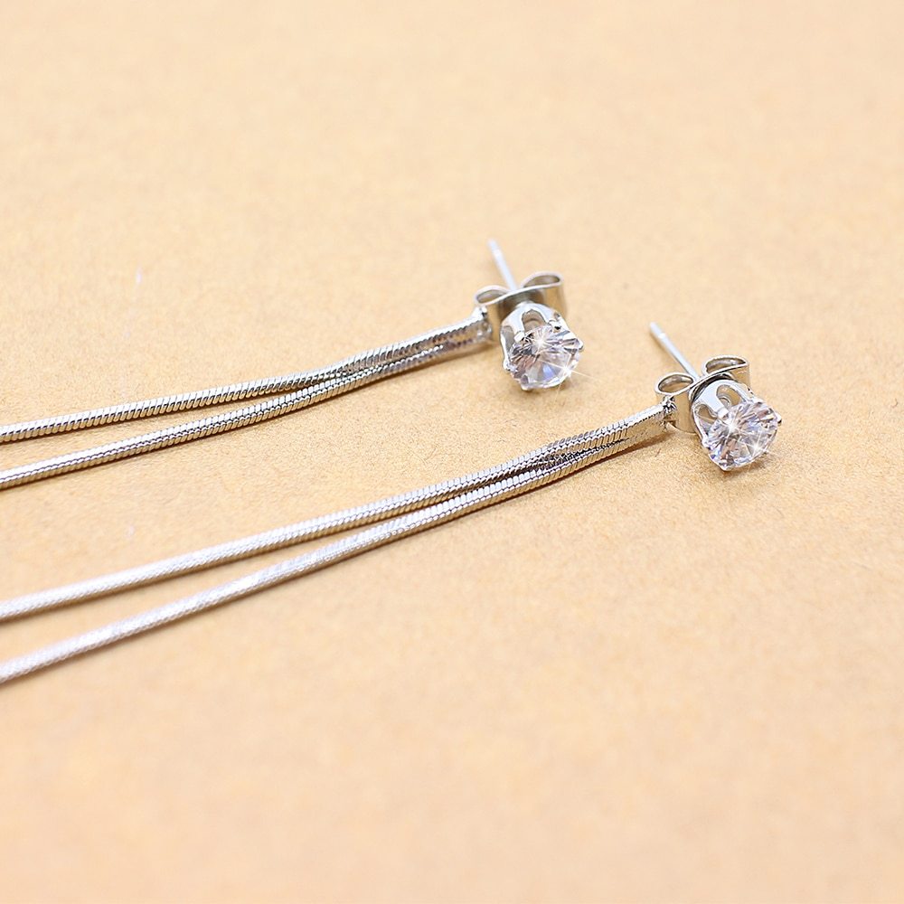 Elegant Crystal Long Tassel Earrings