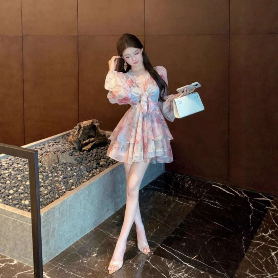Casual V-Neck Sling Dress for Women