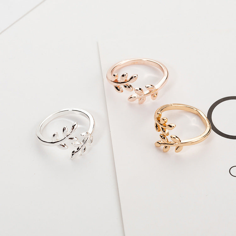 Elegant Leaf Adjustable Ring Set