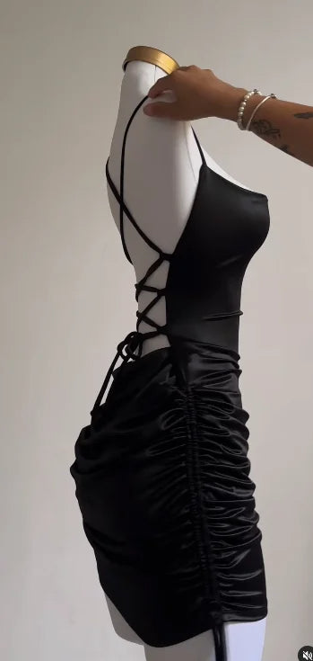 Summer Sexy Lace-Up Halter Bodycon Dress – Trendy Clubwear Party Outfit