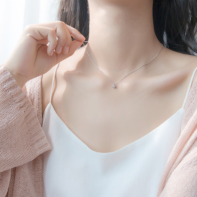 Elegant Solitaire Crystal Pendant Necklace