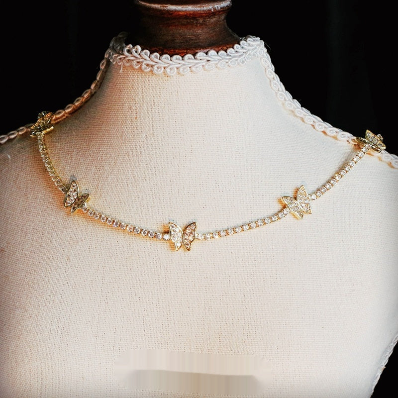 Versatile Butterfly Full Diamond Fashionable Zircon Necklace