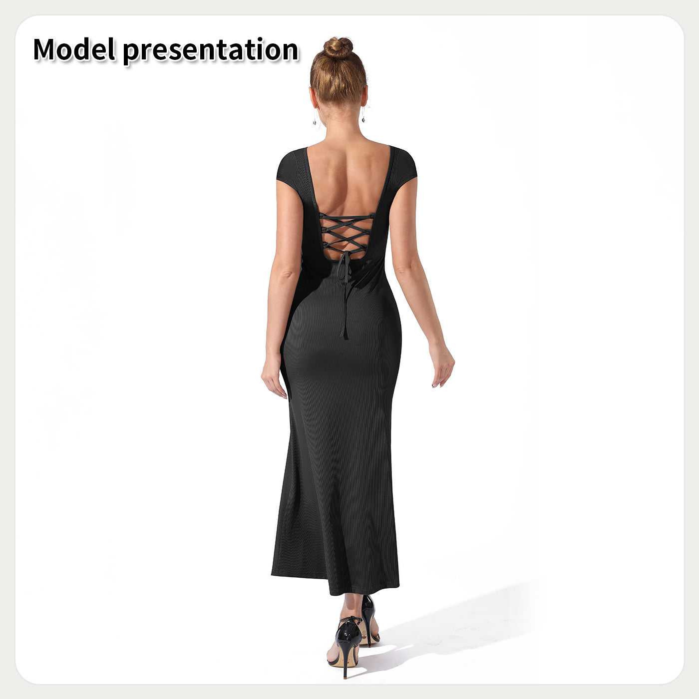 Elegant Slim Fit Ankle-Length Evening Dress – Black Halter Style