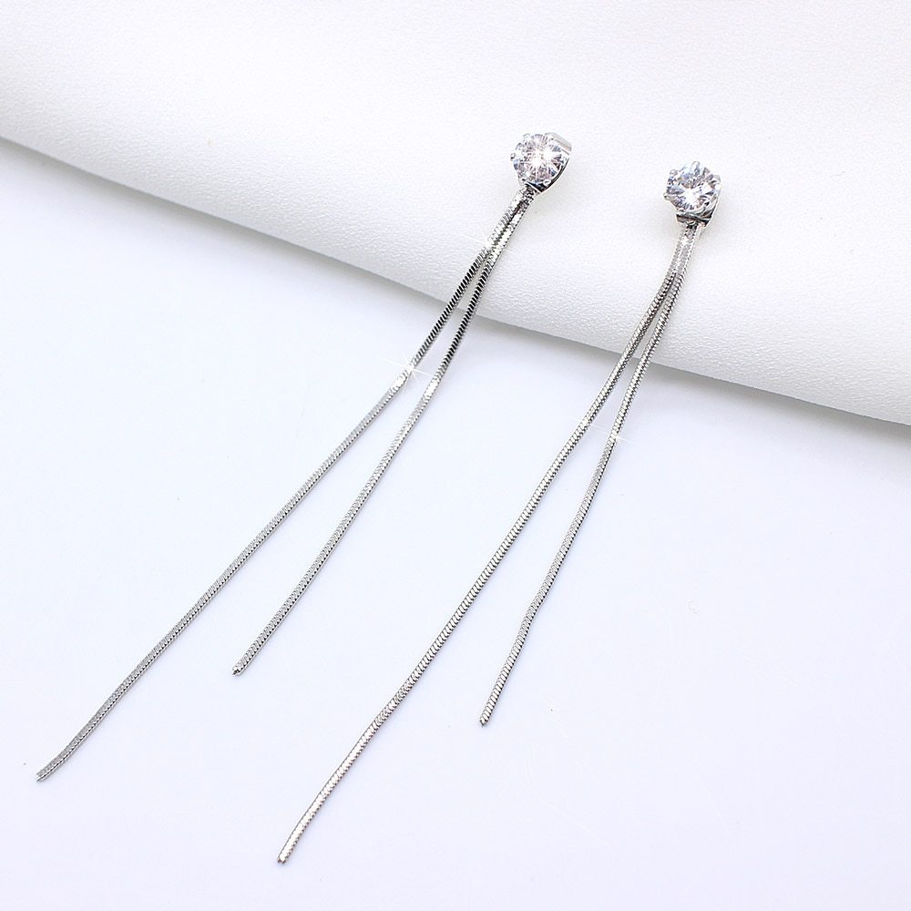 Elegant Crystal Long Tassel Earrings