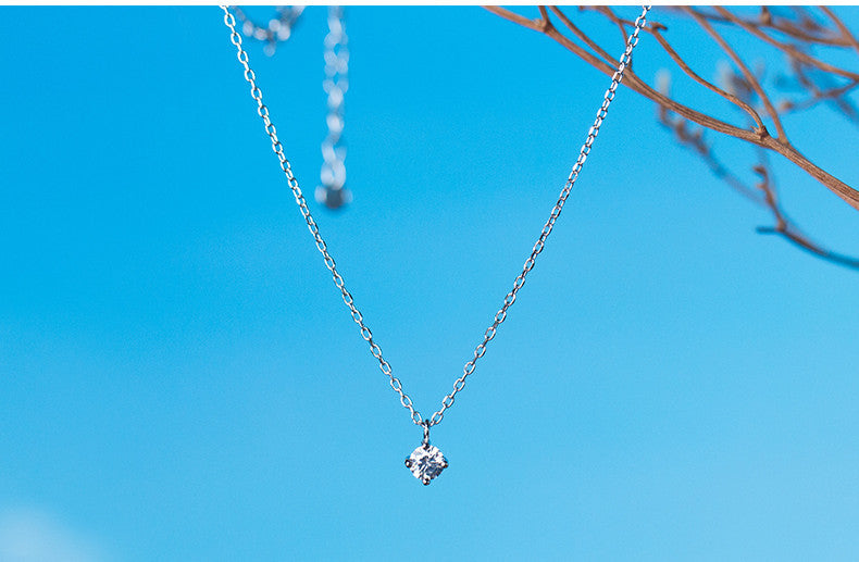 Elegant Solitaire Crystal Pendant Necklace