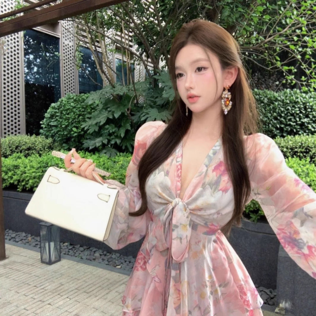 Casual V-Neck Sling Dress for Women