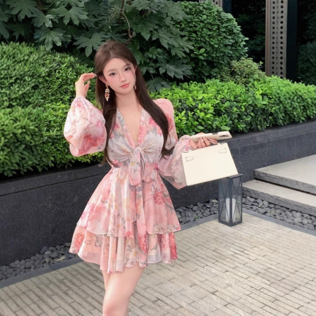 Casual V-Neck Sling Dress for Women