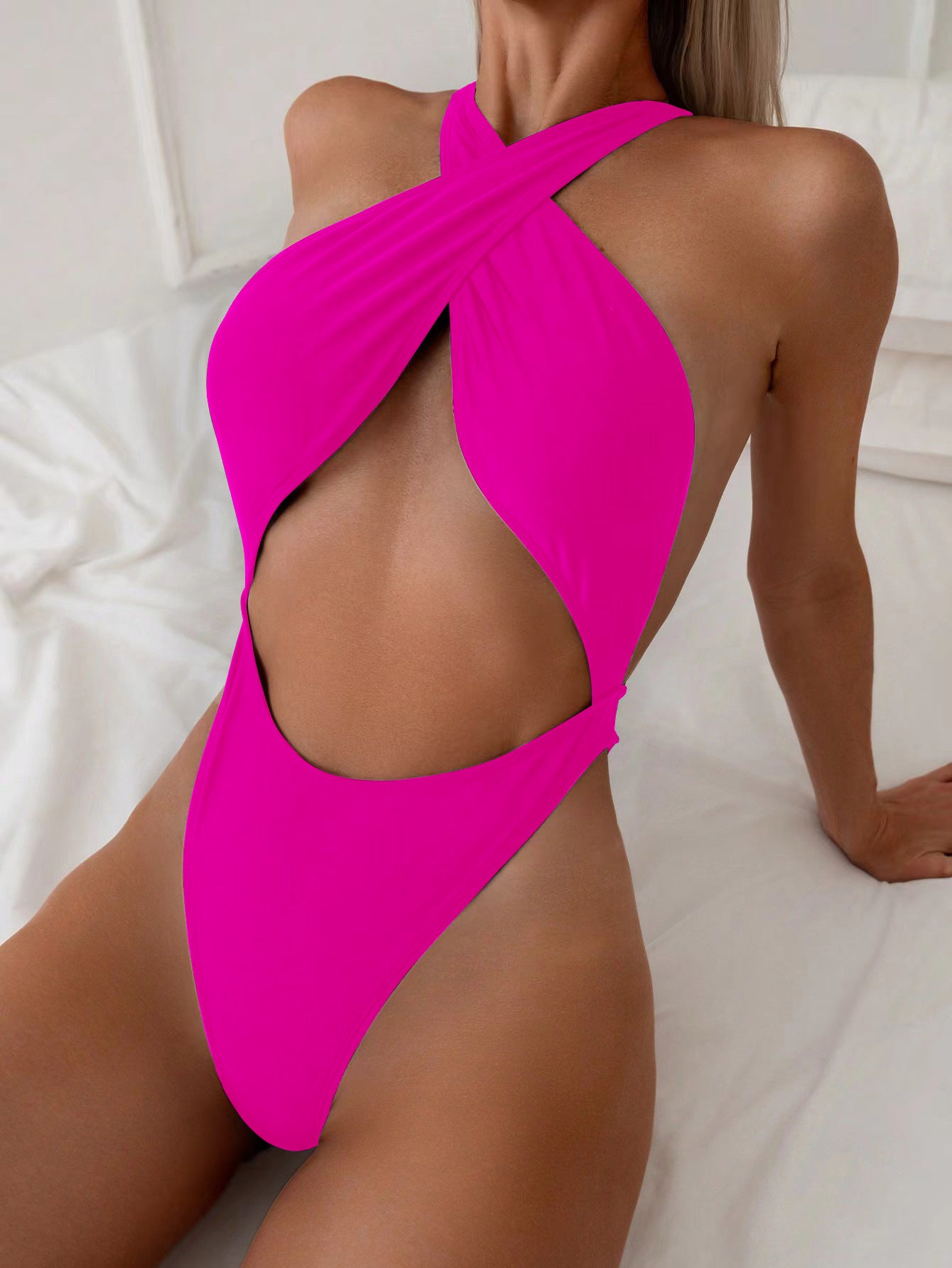 Women’s One-Piece Neck-Tie Swimsuit
