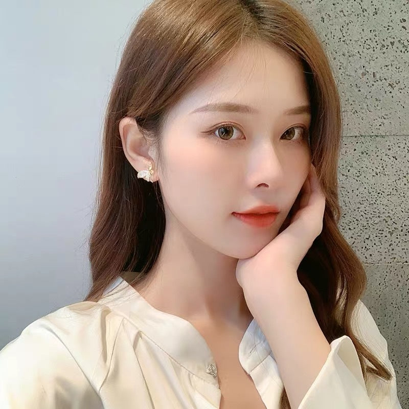 Golden Crystal Butterfly Earrings