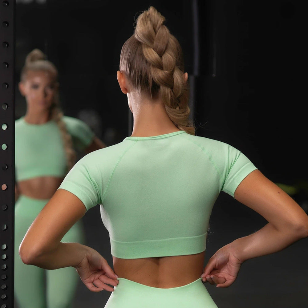 Seamless Workout Set – Crop Top & High-Waist Leggings