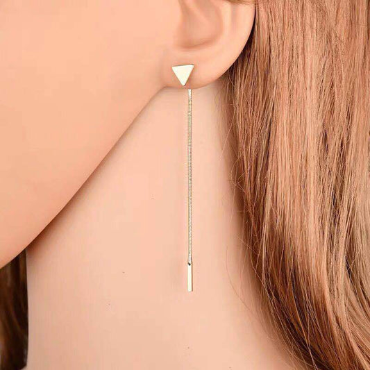 Geometric Tassel Triangle Drop Earrings