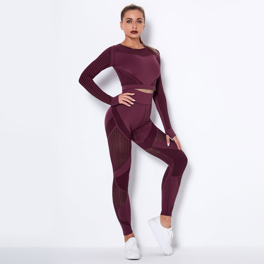 Women’s Seamless Knitted Long-Sleeve Yoga Outfit