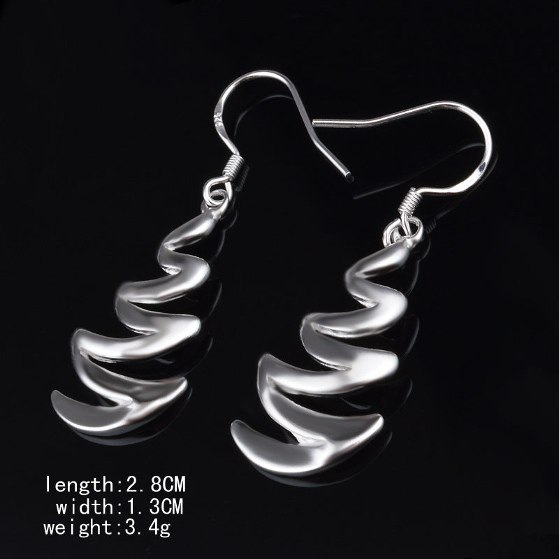 Silver Wave Drop Earrings