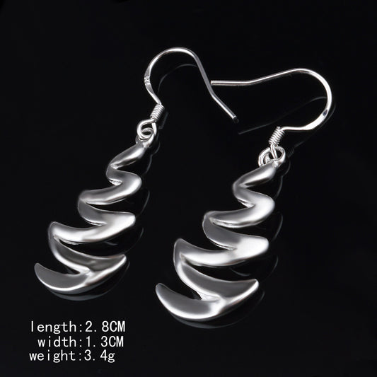 Silver Wave Drop Earrings