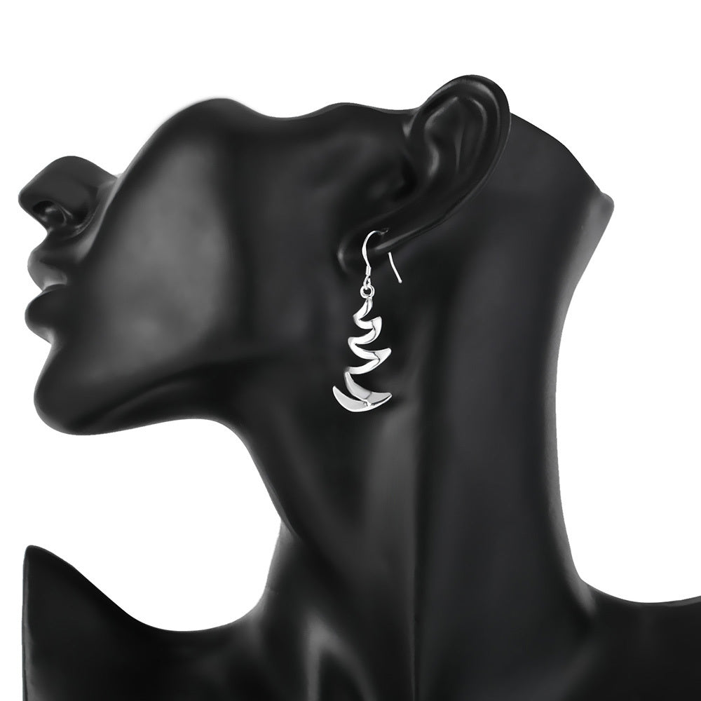 Silver Wave Drop Earrings