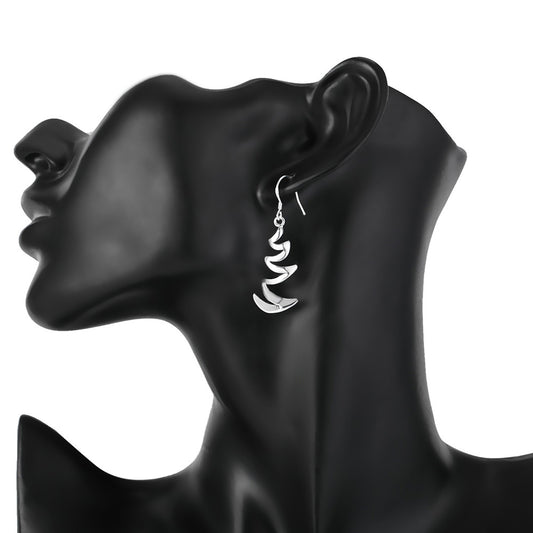 Silver Wave Drop Earrings