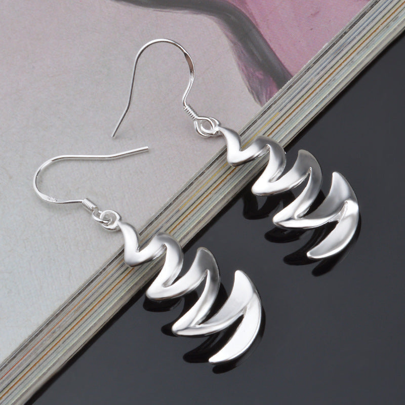 Silver Wave Drop Earrings