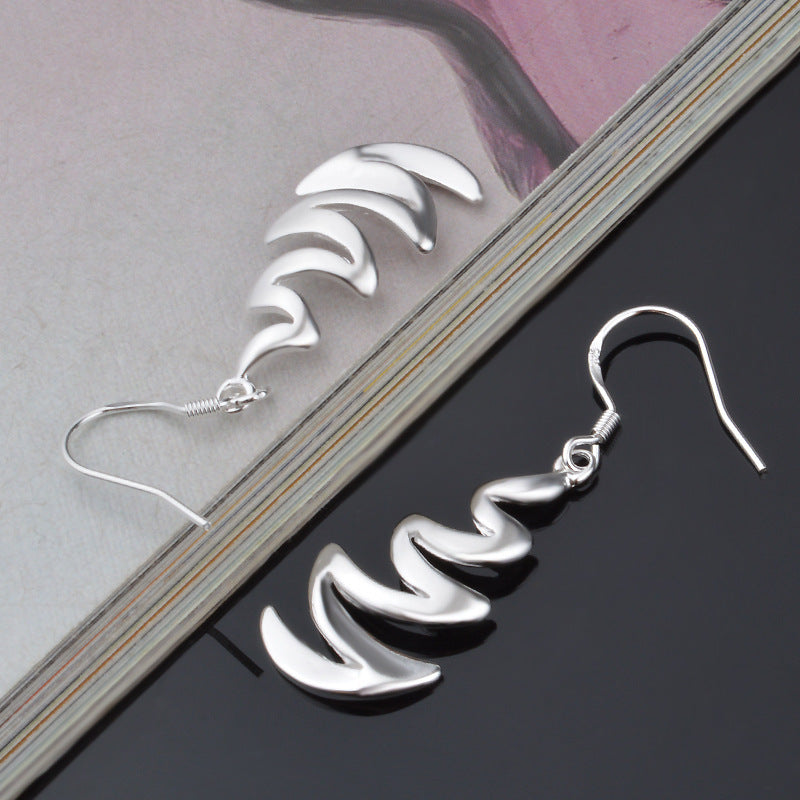 Silver Wave Drop Earrings