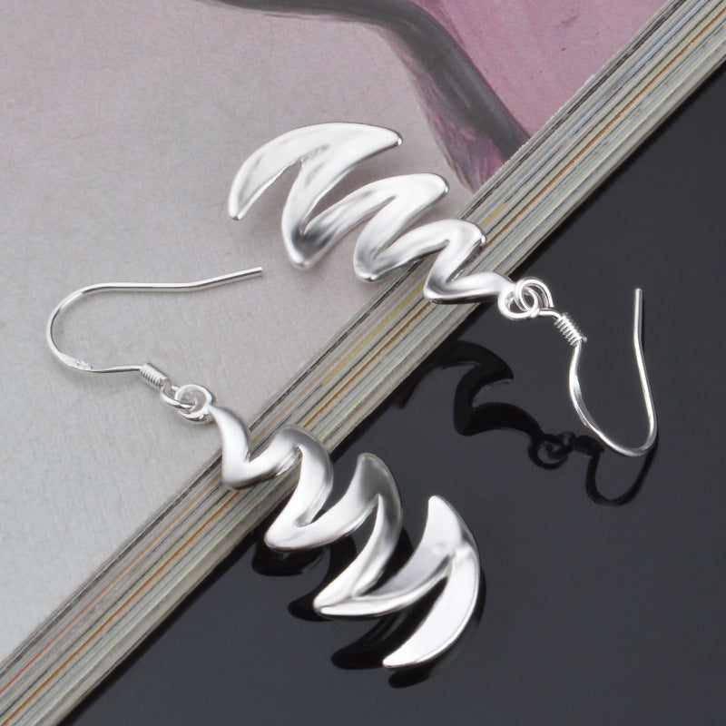 Silver Wave Drop Earrings