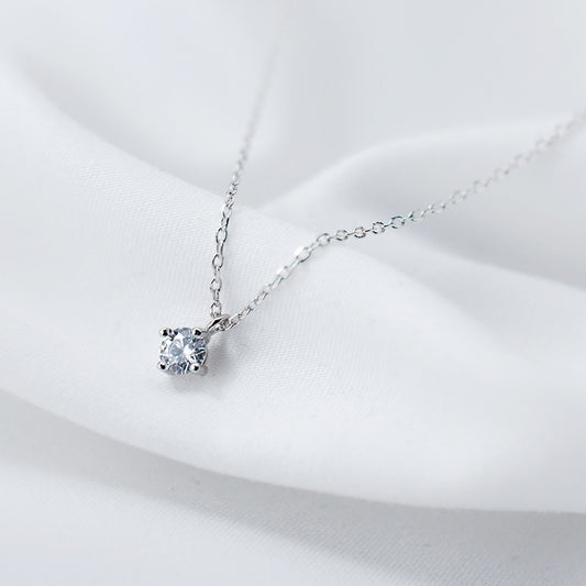Elegant Solitaire Crystal Pendant Necklace
