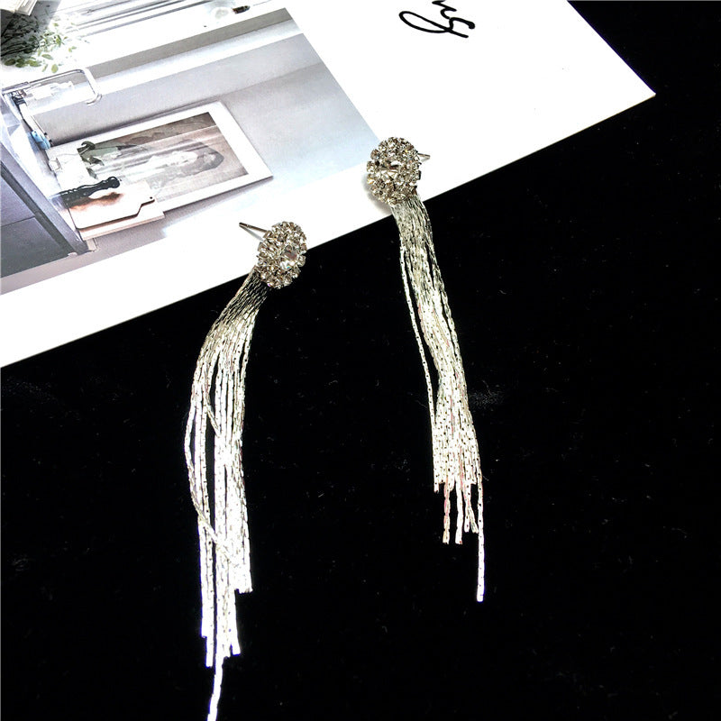 Sparkling Crystal Tassel Earrings