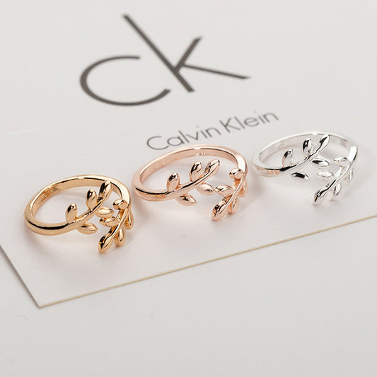 Elegant Leaf Adjustable Ring Set