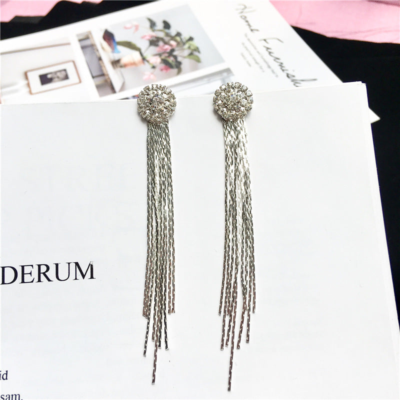 Sparkling Crystal Tassel Earrings