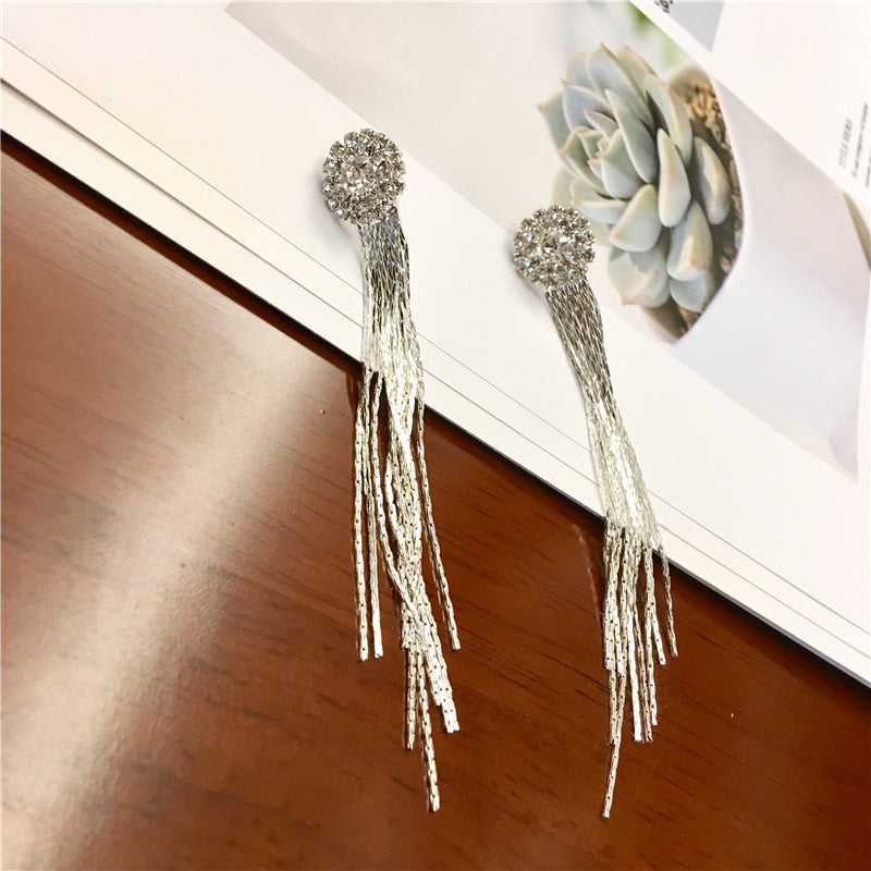 Sparkling Crystal Tassel Earrings