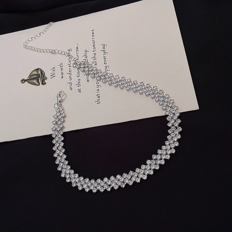 Sparkling Rhinestone Clavicle Chain Necklace