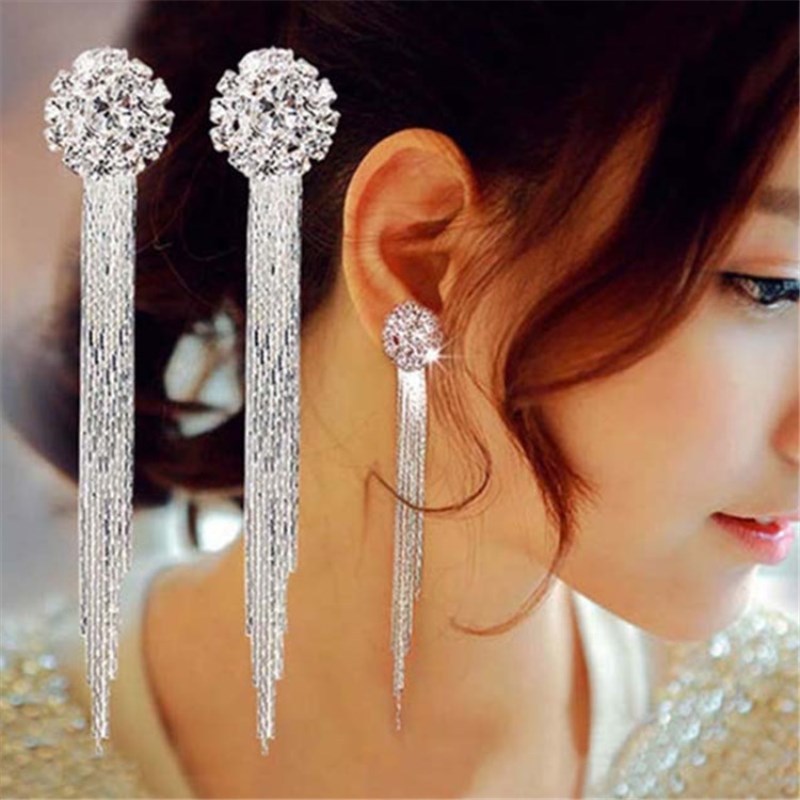 Sparkling Crystal Tassel Earrings