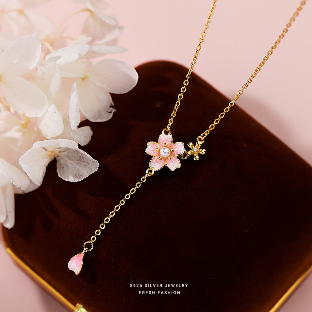 Japanese Cherry Blossom Clavicle Necklace
