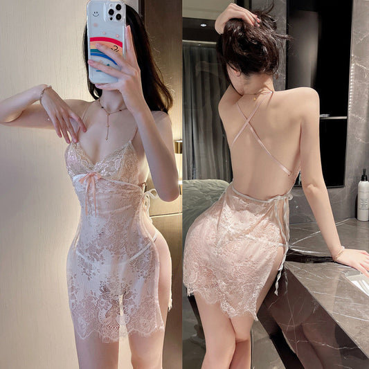 Plus Size Sexy Lace Backless Pajamas