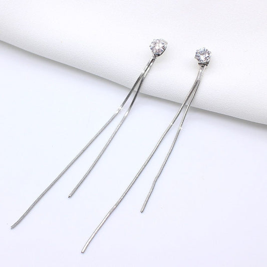 Elegant Crystal Long Tassel Earrings
