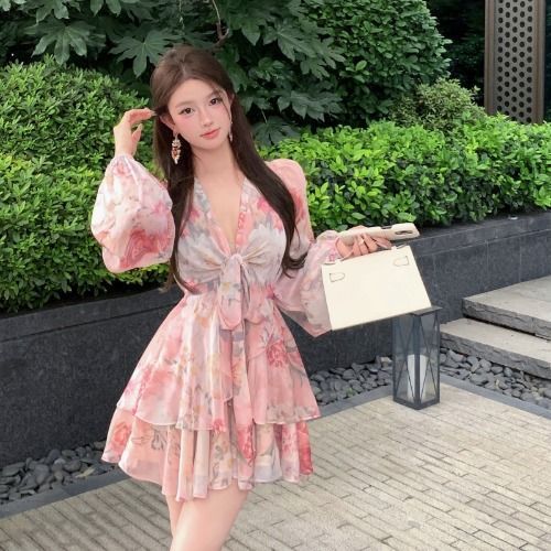 Casual V-Neck Sling Dress for Women