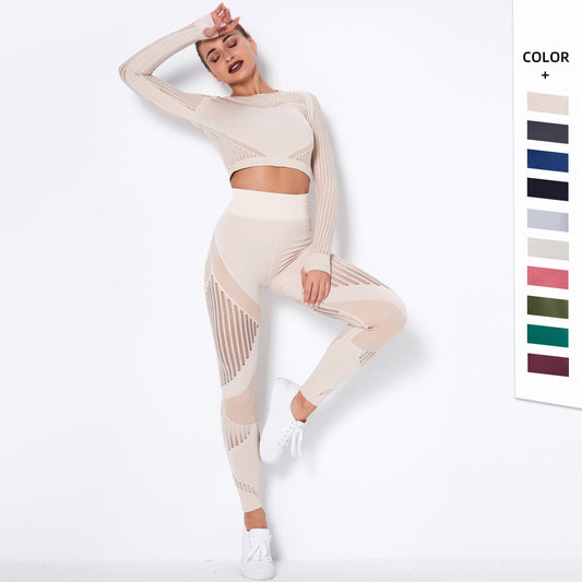 Women’s Seamless Knitted Long-Sleeve Yoga Outfit