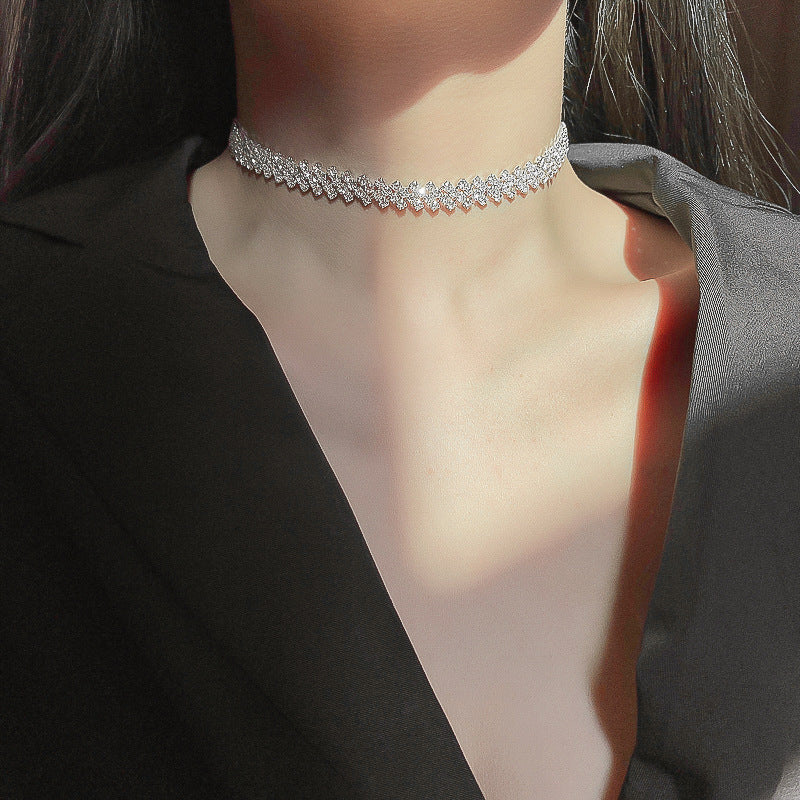 Sparkling Rhinestone Clavicle Chain Necklace
