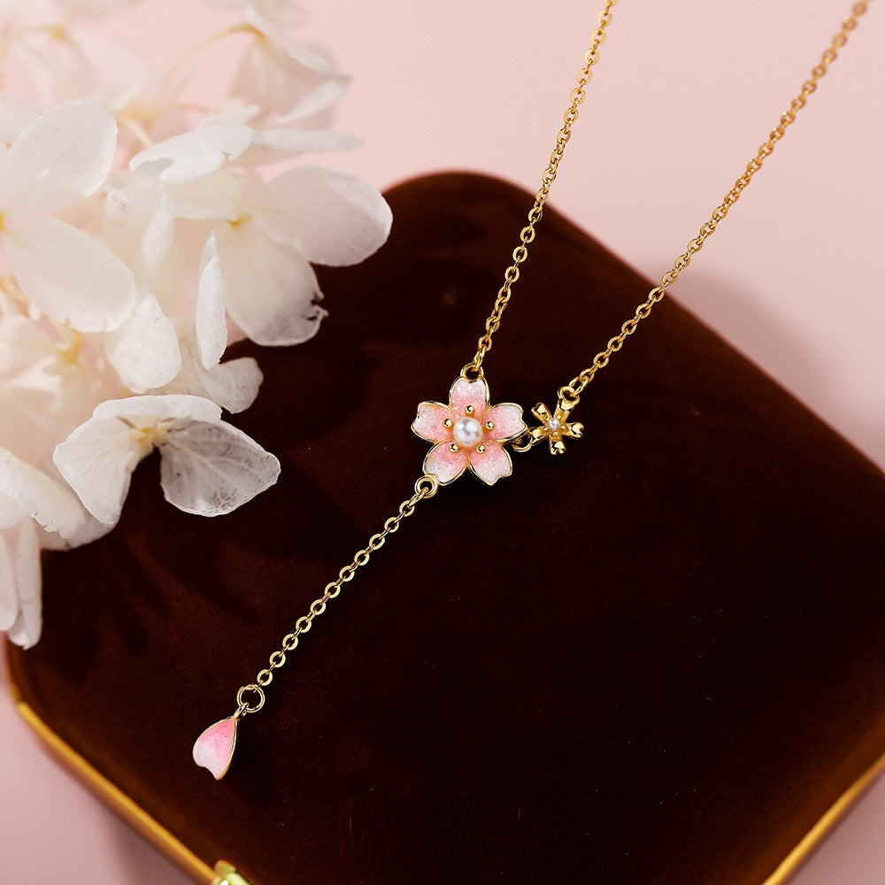 Japanese Cherry Blossom Clavicle Necklace