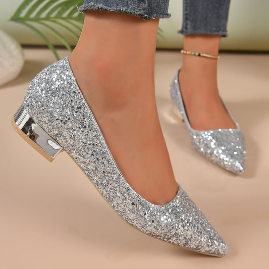 Sparkly Low Heel Shoes for Women