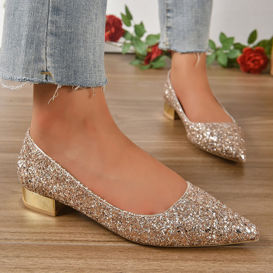 Sparkly Low Heel Shoes for Women